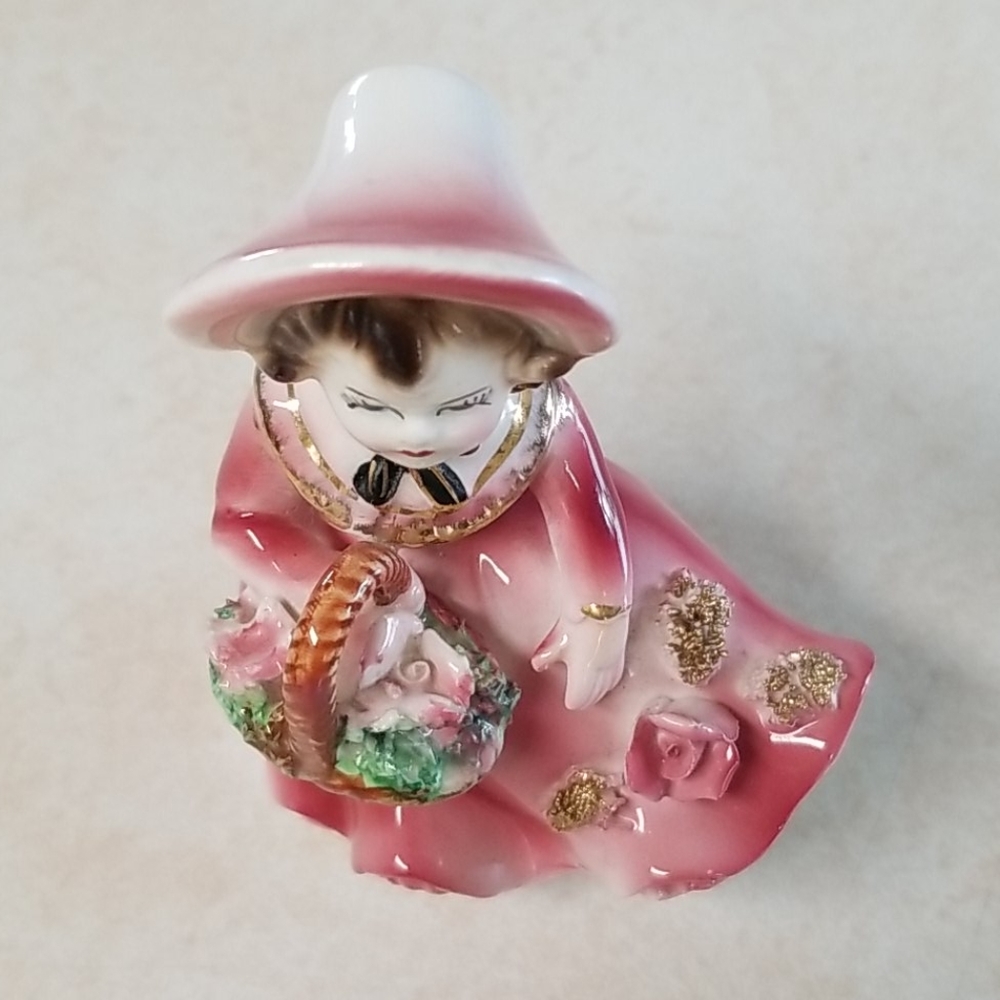 Vtg Mid Century Handpainted Flower Girl Figurine - Picture 9 of 10